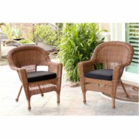 Jeco W00205-4-C-FS017-CS Honey Wicker Chair with Black Cushion - Set of 4