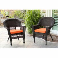 Jeco W00205-4-C-FS016-CS Honey Wicker Chair with Orange Cushion- Set of 4