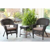 Jeco W00201 2 CES007 3 Piece Espresso Wicker Chair And End Table