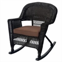 Jeco W00201R-A-2-FS007 Espresso Rocker Wicker Chair With Brown Cushion - Set 2