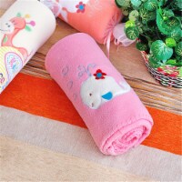 TB-BLK014-WHALE White Whale - Pink Embroidered Applique Coral Fleece Baby Throw Blanket