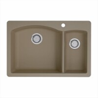 Blanco 441282 Diamond 1.5 in. Double Bowl Silgranit II Drop-In Sink - Truffle