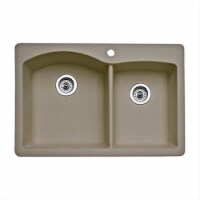 Blanco 441283 Diamond 1.75 in. Double Bowl Silgranit II Drop-In Sink - Truffle