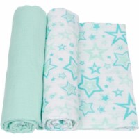 Miracle Baby MiracleWare Stars Muslin Swaddle Blankets - Aqua