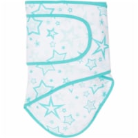 Miracle Blanket 15649 Aqua Stars With Aqua Trim Baby Swaddle Blanket