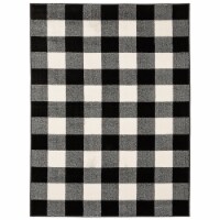 Oriental Weavers Hawthorne Gingham Check Area Rug - Black/White 63x84 Perspective: Main
