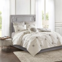 Gracie Mills 6 Piece Embroidered Cotton Reversible Comforter Set Ivory Full/Queen