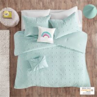 Gracie Mills Cotton Jacquard Pom Pom Comforter Set Aqua Full/Queen