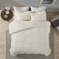 Gracie Mills 3 Piece Cotton Chenille Comforter Set Ivory Full/Queen