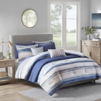 Gracie Mills 8 Piece Printed Seersucker Comforter and Quilt Set Collection Blue Full/Queen