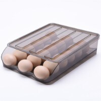 OnDisplay Stackable Acrylic Gravity Egg Tray Holder for Fridge (Brown, Single Tray) Perspective: Main