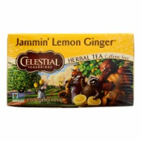 Celestial Seasonings Herbal Tea - Jammin' Lemon Ginger - Caffeine Free - Case of 6 - 20 Bags