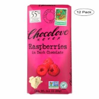 Chocolove - Premium Chocolate Bar - Dark Chocolate - Raspberries - 3.1 oz Bars - Case of 12
