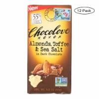 Chocolove Xoxox - Bar - Almond - Toffe - Sea Salt - Dark Chocolate - Case of 12 - 3.2 oz.