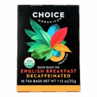 Choice Organic Black Tea - Decaffeinated English Breakfast - Case of 6 - 16 Bags