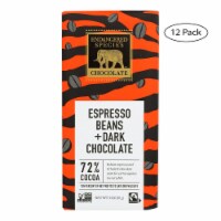 Dark Chocolate - 72 Percent Cocoa - Espresso Beans - 3 oz Bars - Case of 12