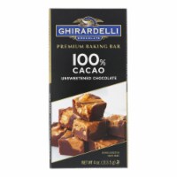 Ghirardelli - Premium Baking Bar - 100% Cacao Unsweetened Chocolate - Case of 12 - 4 oz.