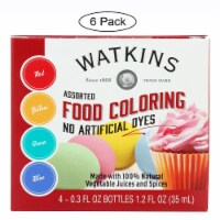 J.R. Waktins Food Coloring - Assorted - Case of 6 - 4 Count