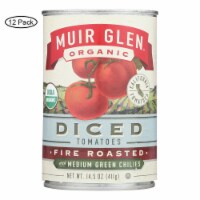 Muir Glen Fire Roasted Diced Tomatoes with Green Chilies - Case of 12 - 14.5 oz.