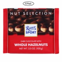 Ritter Sport Chocolate Bar - Dark Chocolate - Whole Hazelnuts - 3.5 oz Bars - Case of 10