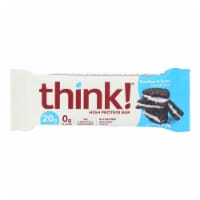 Think Products High Protein Bar - Cookies and Creme - 2.1 oz - Case of 10