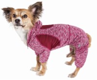 Dog' Heathered Performance 4-Way Stretch Two-Toned Full Body Warm Up Hoodie (Red - Large)