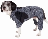 Dog' Heathered Performance 4-Way Stretch Two-Toned Full Body Warm Up Hoodie (Black - X-Small)