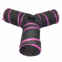 3-Way Kitting-Go-Seek Interactive Collapsible Passage Kitty Cat Tunnel (Pink, black)