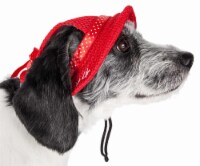 Sea Spot Sun' Uv Protectant Adjustable Fashion Mesh Brimmed Dog Hat Cap (Red - Large)