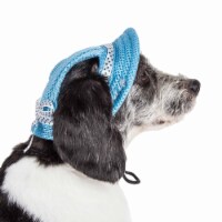 Sea Spot Sun' Uv Protectant Adjustable Fashion Mesh Brimmed Dog Hat Cap (Blue - Medium)