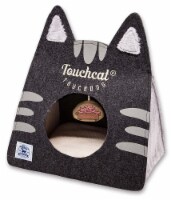 Touchcat 'Kitty Ears' Travel On-The-Go Collapsible Folding Cat Pet Bed House With Toy (Black)