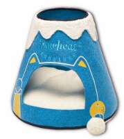 Touchcat Molten Lava Designer Triangular Cat Pet Kitty Bed House With Toy (Blue,White)