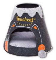 Touchcat Molten Lava Designer Triangular Cat Pet Kitty Bed House With Toy (Black,White)