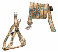 Caliber' Designer Embroidered Fashion Pet Dog Leash And Harness Combination (Brown - Small)
