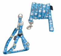 Caliber' Designer Embroidered Fashion Pet Dog Leash And Harness Combination (Blue - Medium)