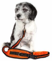 Easy-Tension Sporty Embroidered Thick Durable Pet Dog Leash And Collar (Orange)
