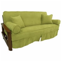 Corded 8 to 9-inch Full Futon Slipcover Set with Four Throw Pillows (Set of 5) - Mojito Lime