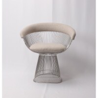 Lovise Wire Dining Chair - Stainless Steel Frame & Light Grey Wool/Cashmere