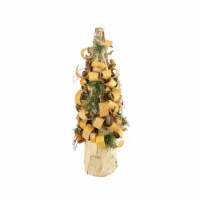 Vickerman 23 Rustic Tree Bark Inspired Flocked Table Top Christmas Cone Tree with Pine and