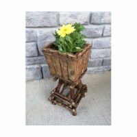 Barkwood Square Planter On Twig Stand