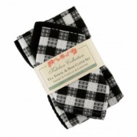 2 Tea Towels Plus 2 Dish Cloths Set, Toro Black Check