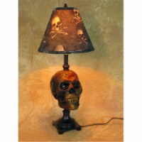 Corpse Head desk lamp with bone shade