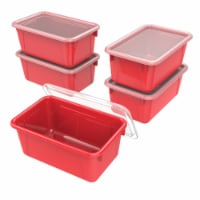 Classroom Small Cubby Bin with Cover, Red - Pack of 5