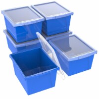 4 gal Classroom Storage Bin with Lid, Blue - Pack of 6