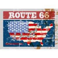 AFD Home 12016847 Route 66 Map Canvas & Wood Gallery Wrap, Red, White & Blue