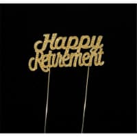 Tian Sweet 33014-HRg Happy Retirement Rhinestone Cake Toppers - Gold