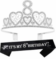 VeryMerryMakering 8th Birthday Sash and Tiara Pink for Girls