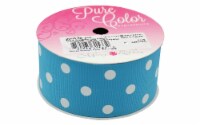 Morex Ribbon Grosgrain Dot 1.5 x3yd Turq/Wht