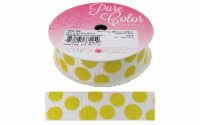Morex Ribbon Sugar Dots 7/8 x 4yd White/Daffodil