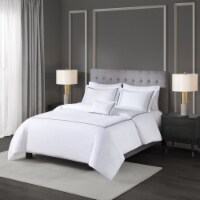 Gracie Mills 100% Cotton Sateen Embroidered Comforter Set White/Navy King/Cal King